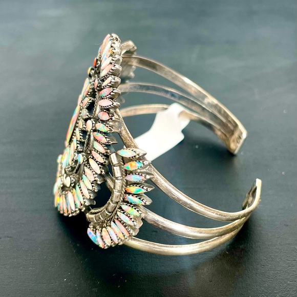 Sterling Silver Genuine Opal Petite Needlepoint Cuff - Picture 3 of 7